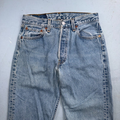 Levis 501 Vintage 90s USA XX Straight Leg Jeans Blue Light Wash 29x30 Act 27x29