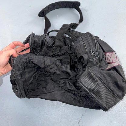 Vintage Nike Duffle Gym Bag Black Red Check Swoosh White Tag Basketball Large