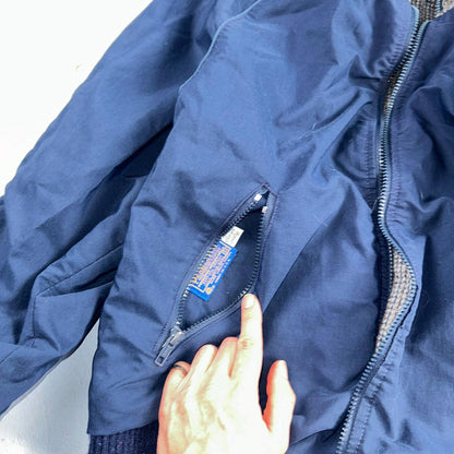 PENDLETON VTG USA Men’s Medium Blue Insulated Wool Bomber Jacket Broken Zipper
