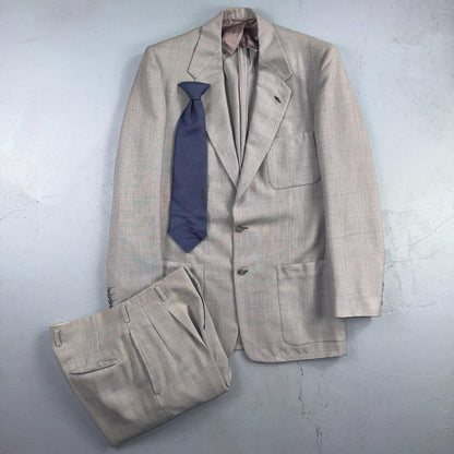 1960s 1970s VTG Mens 2 PC Suit 42 Jacket Coat Pants Gray Union Wool Rockabilly