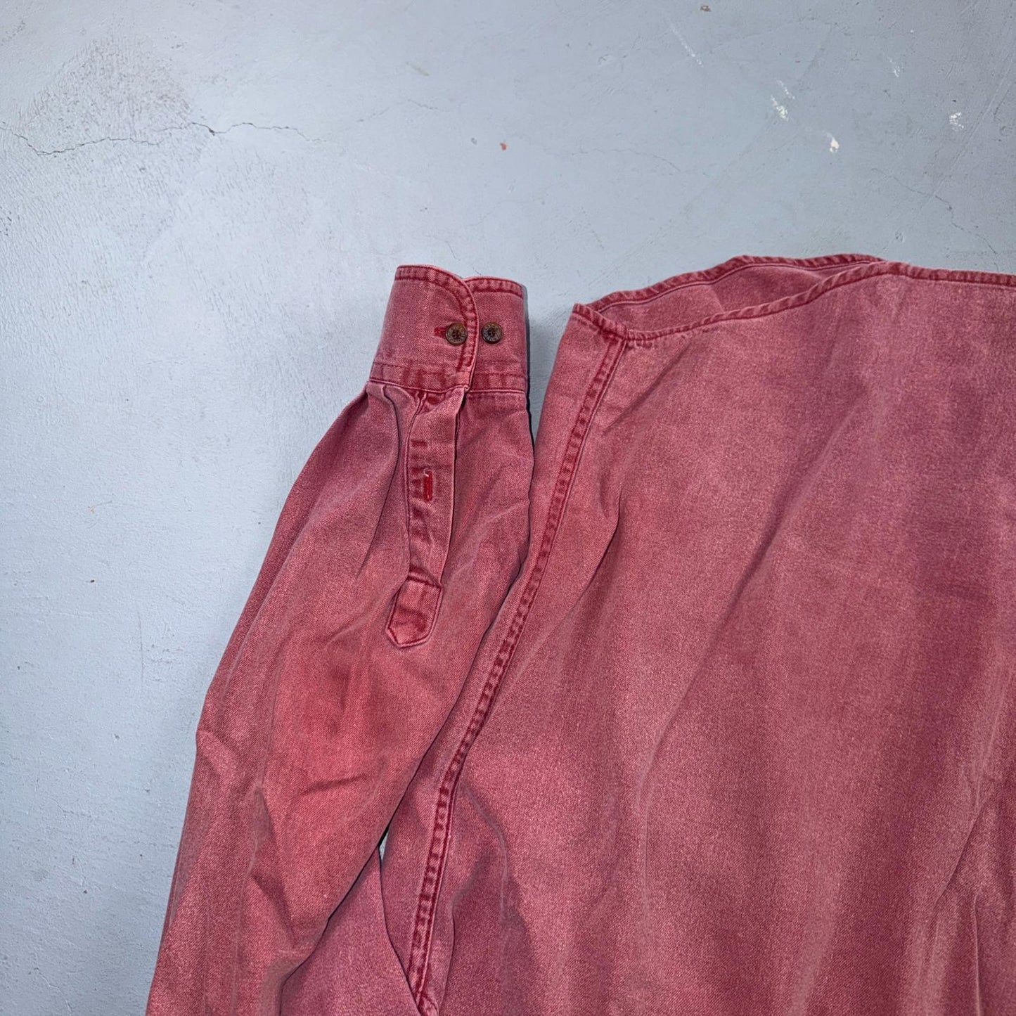 VTG Adirondack Savile Row Button Down Shirt Mens M Pink Long Sleeve Faded 90s