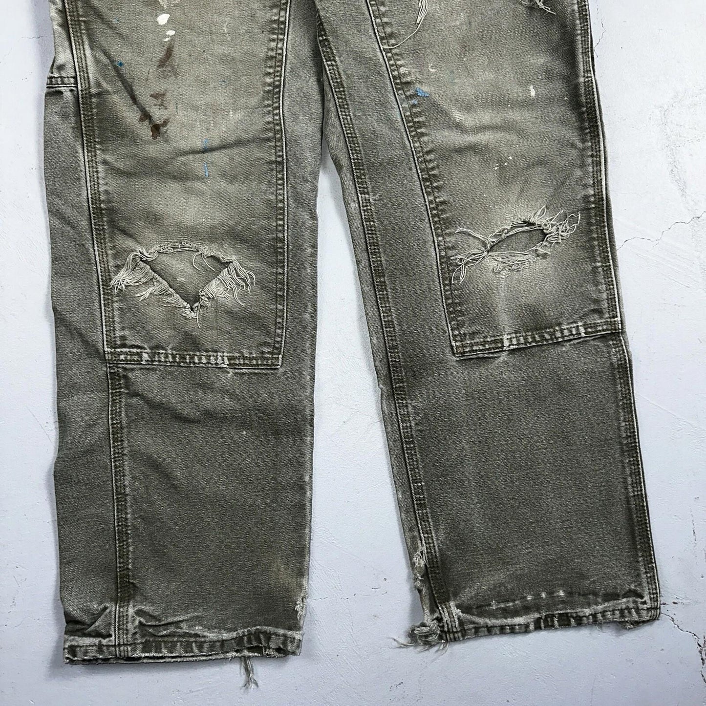 Carhartt VTG Double Knee Carpenter Pants USA B01 B136 MOS Green 31x30 Act 30x28