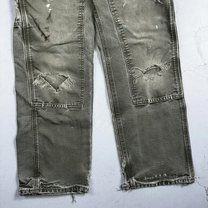 Carhartt VTG Double Knee Carpenter Pants USA B01 B136 MOS Green 31x30 Act 30x28