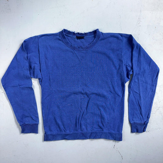 1970s VTG Blue Single V Sport Blank Sweatshirt USA Crewneck Basic 70s Jumper