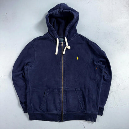 Polo Ralph Lauren VTG Full Zip Hoodie Men’s Size XL Cotton Blue Jacket 90s