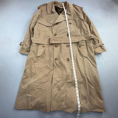 Paul Stuart Double Breasted Men’s Lined Trench Coat Sz 42 Beige Classic Jacket