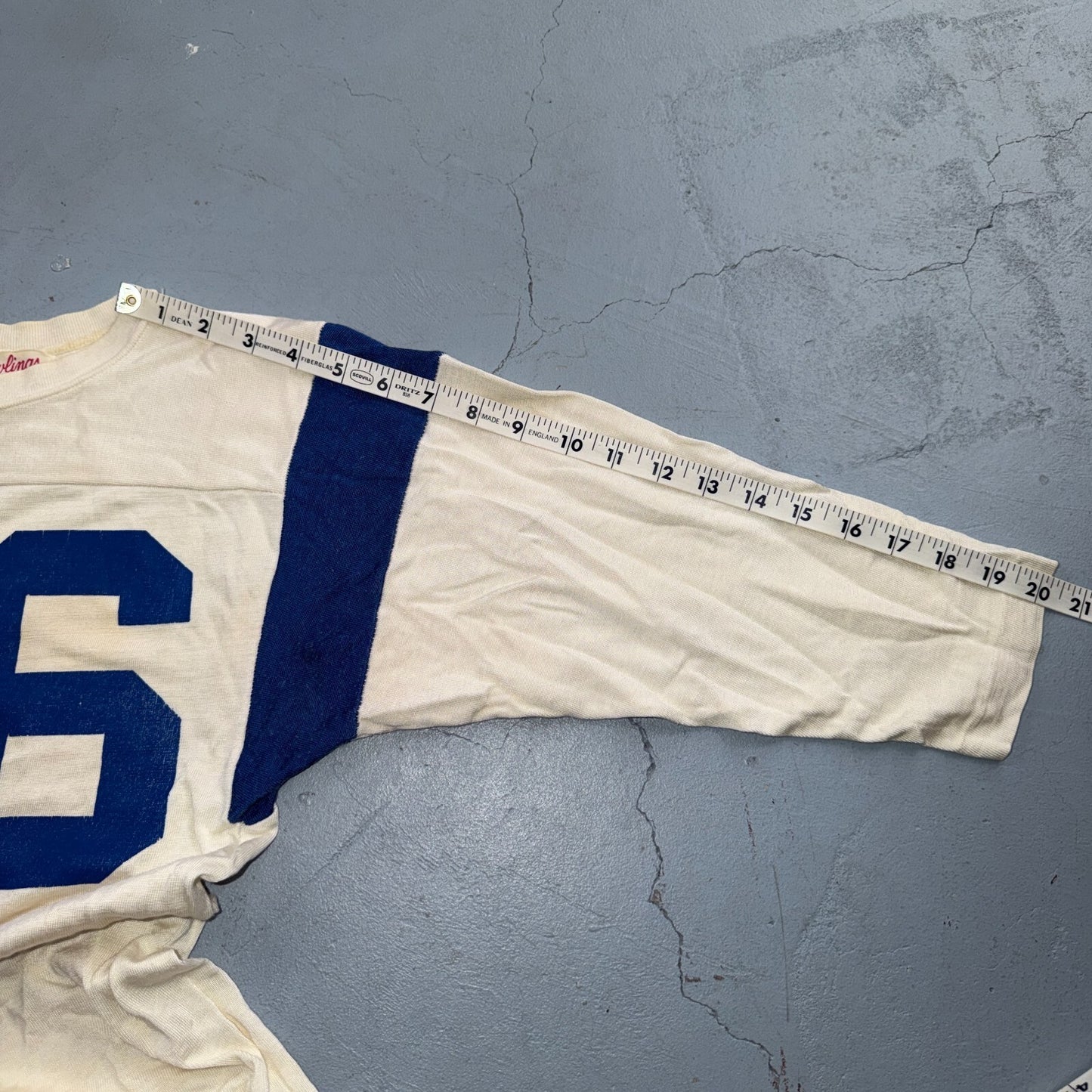VTG Rawlings Football Jersey 26 White Blue USA Athletic T Shirt 1960s Rockabilly