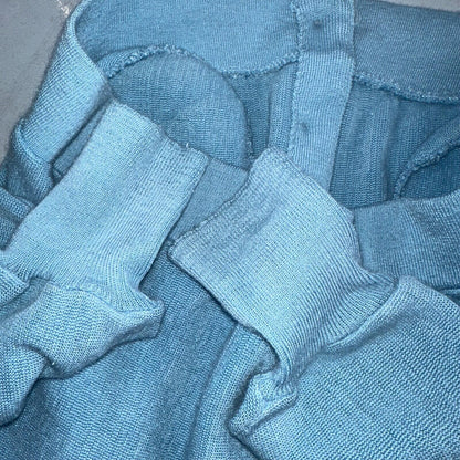 VTG Rare Pacific Scene Cardigan Sweater Solid Light Blue 80s RARE Ocean