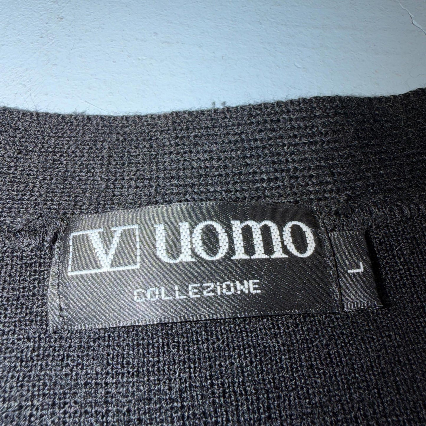 V Uomo Rare Wool Collezione Black Long Sleeve Cardigan Italy Designer Sweater