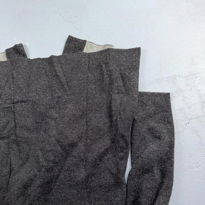 ELLEN TRACY Sweater M Wool Cardigan Duster Coat Buckle Latch Double Knit Gray