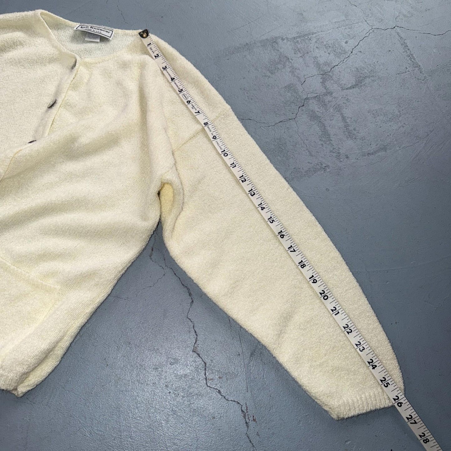 Cardigan 1990s Women's Size XL White Jeric Knitwear Vintage USA Cute Cozy Boho
