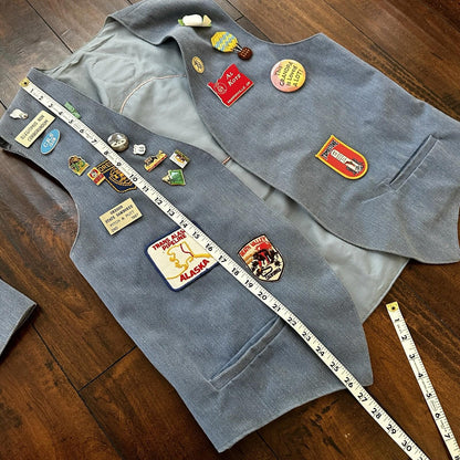 Vintage Rockabilly Patchwork Vest Lot Pins 2 Patches Rare Oregon McMinnville PDX