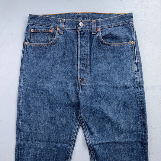 Levis 501 Vintage 80s USA XX Straight Leg Jeans Blue Dark Wash 34x30 Act 32x27