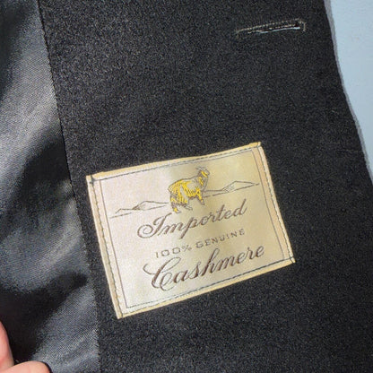 VTG 1950s 1960s Coat Trench Mens Black Wool Cashmere Rockabilly Overcoat