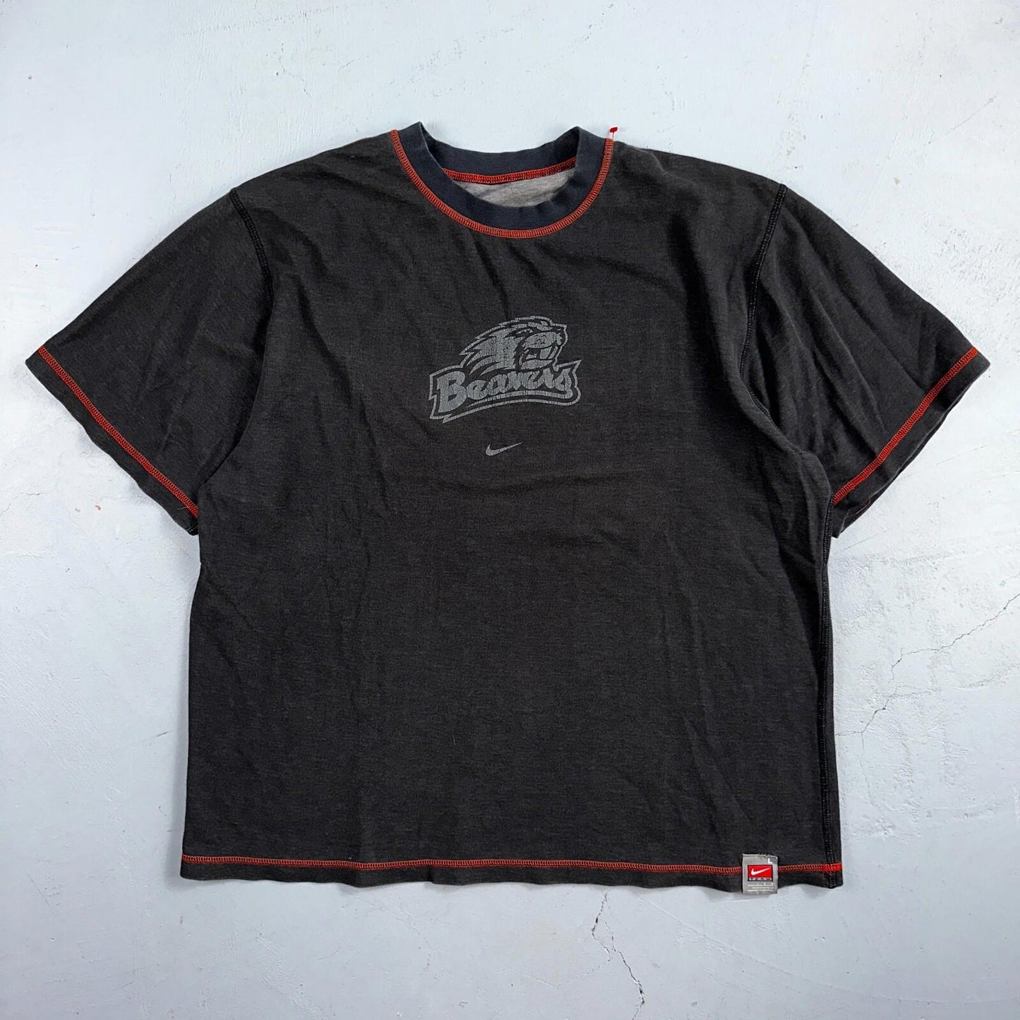 Nike Center Swoosh Beavers PDX VTG T Shirt Y2K 2000s Reversible Oregon State