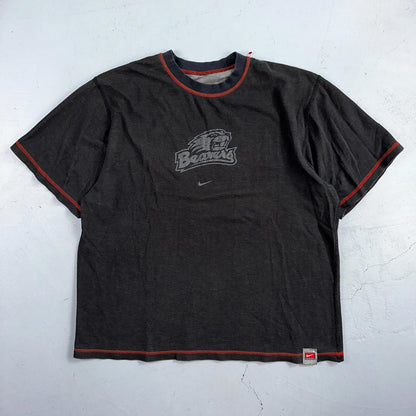Nike Center Swoosh Beavers PDX VTG T Shirt Y2K 2000s Reversible Oregon State