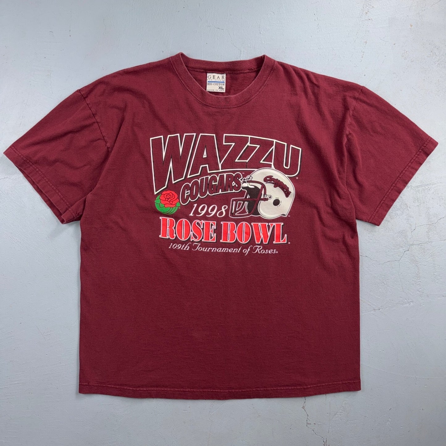 Wazzu Cougars 1998 VTG T Shirt Rose Bowl 90s Football Rose Flower XL Sports