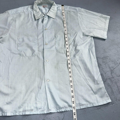 Vtg 50s 60s Penneys Towncraft Loop Collar Shirt Mens L Blue Simple Light Camp