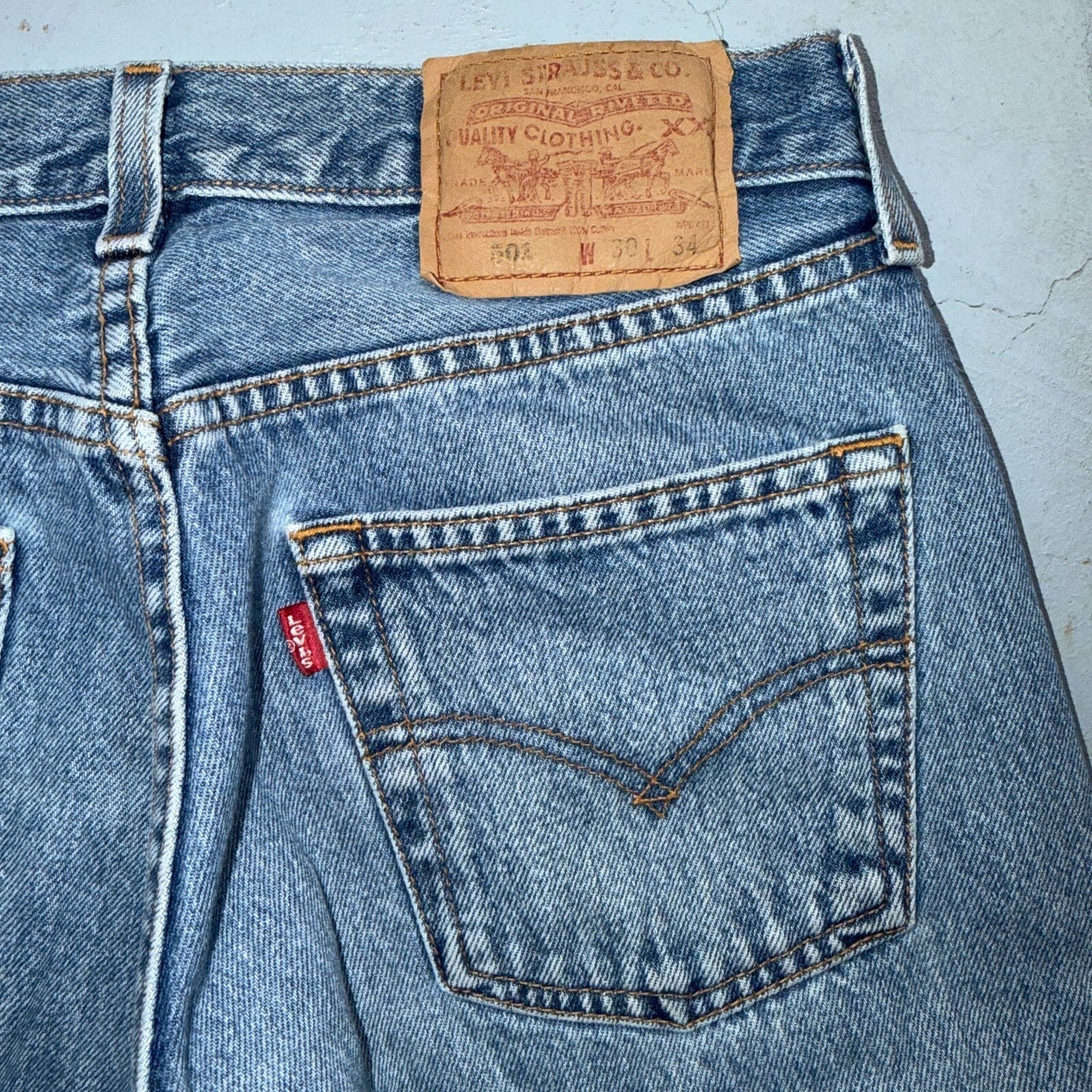 Levis 501 Vintage 90s Y2K XX Straight Leg Jeans Blue Light Wash 30x34 Act 28x32