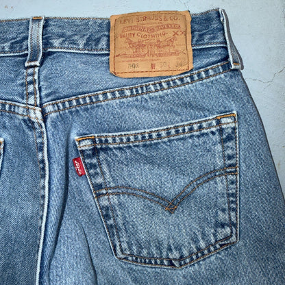 Levis 501 Vintage 90s Y2K XX Straight Leg Jeans Blue Light Wash 30x34 Act 28x32