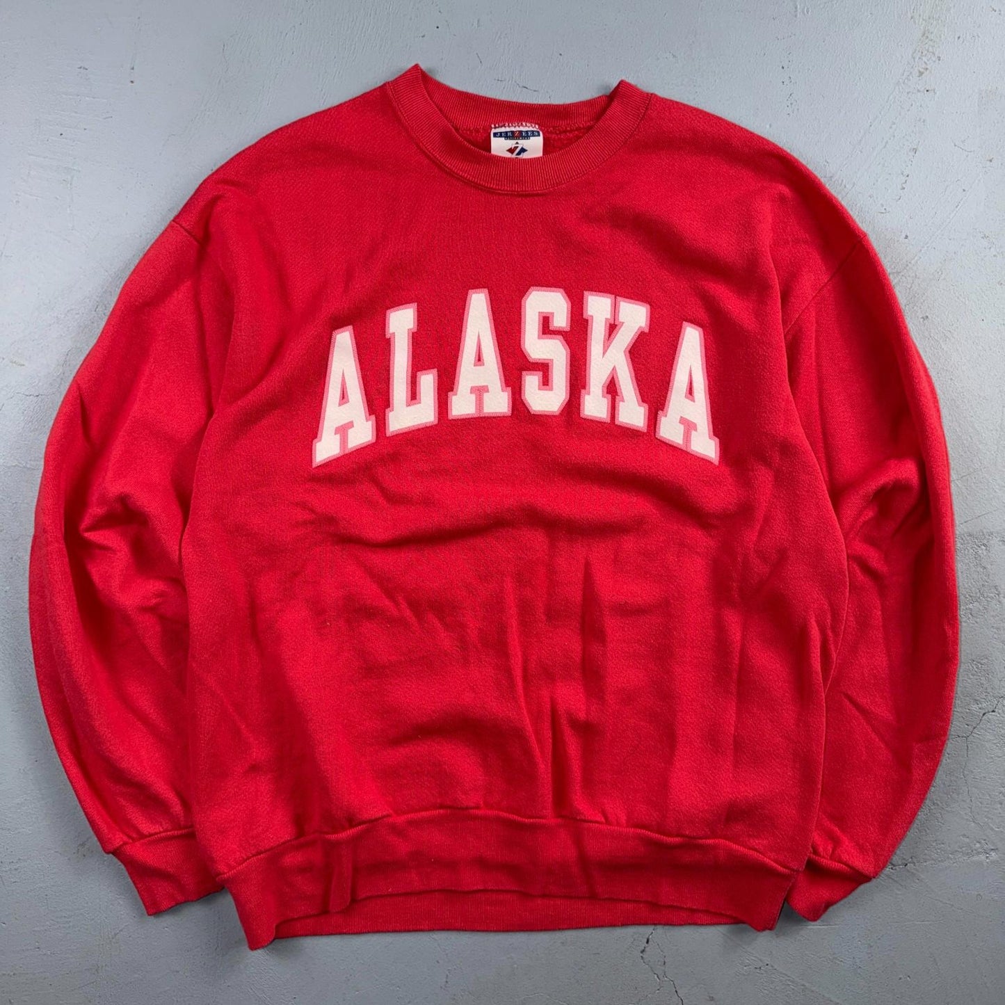 Vtg 90s Alaska Sweatshirt 1990s Simple Basic Crewneck Jumper Pink Jerzees Large