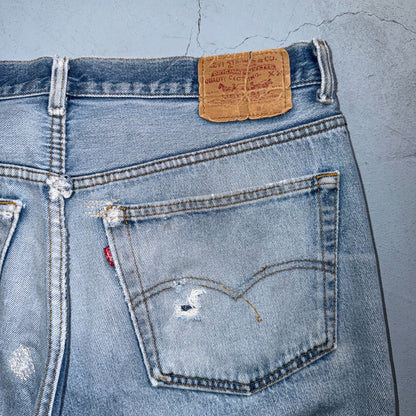 Levis 501 Vintage 80s USA XX Straight Leg Jeans Blue Light Wash 38x36 Act 35x31