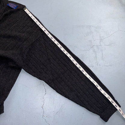 Pendleton VTG Cardigan Mens L 100% Shetland Wool Woven Gray Pockets