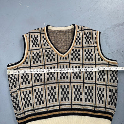 VTG Geometric Sweater Vest Womens S Yellow Black 70s Retro Eclectic 1970s Cool
