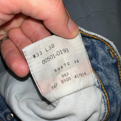 Levis 501 Vintage Y2K 90s XX Straight Leg Jeans Blue Light Wash 33x30 Act 32x29