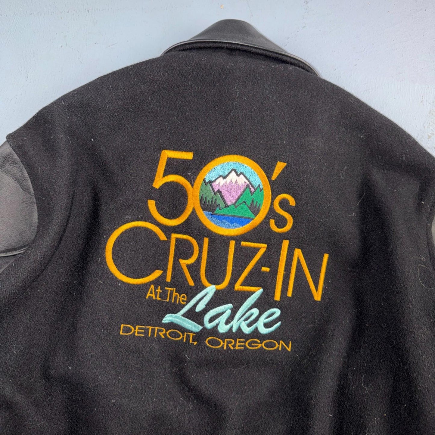 VTG Dehen Varsity Letterman Jacket Size Large Wool Leather Detroit Oregon Cars