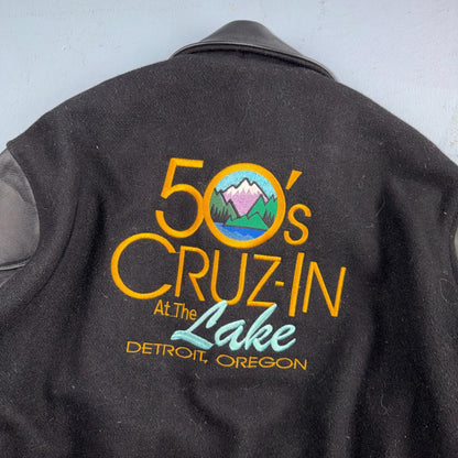VTG Dehen Varsity Letterman Jacket Size Large Wool Leather Detroit Oregon Cars