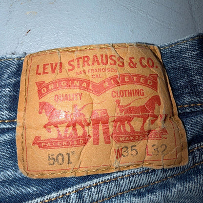 Levis 501 Vintage Y2K Egypt Straight Leg Jeans 35x32 Light Wash Act 32x28