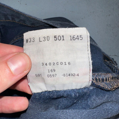 Levis 501 Vintage 90s USA XX Straight Leg Jeans Blue Overdyed 33x30 Act 32x29