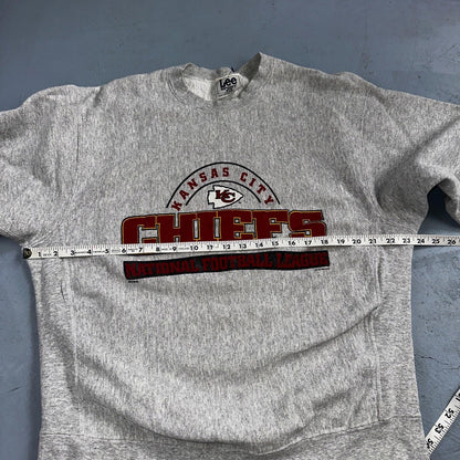 Lee Vintage NFL Kansas City Chiefs Crewneck KC Gray 90s XL USA Reverse Weave