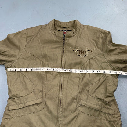 Harley Davidson Lightweight Women’s MotorCycles Jacket Tan Khaki Full Zip Size L