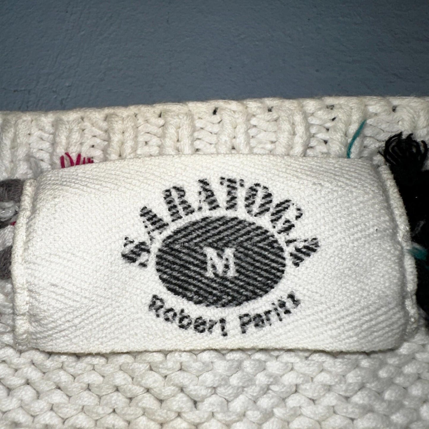 Vintage 80s Saratoga Robert Peritz Striped Cotton Cable Knit Golf Sweater Chic