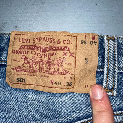 Levis 501 Vintage 90s XX Straight Leg Jeans Y2K Light Wash 40x36 Act 38x31