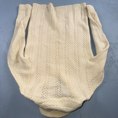 Penneys 1950s Wool Sweater Cream Shawl Collar Heritage Fisherman Knit Rockabilly