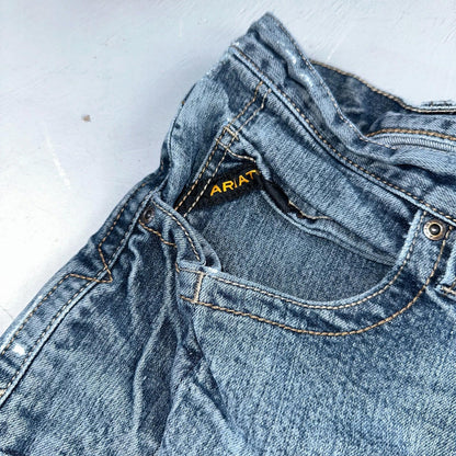 Ariat Rebar Jeans Men's 40x30 Blue M4 Low Rise DuraStretch Edge Boot Cut Western