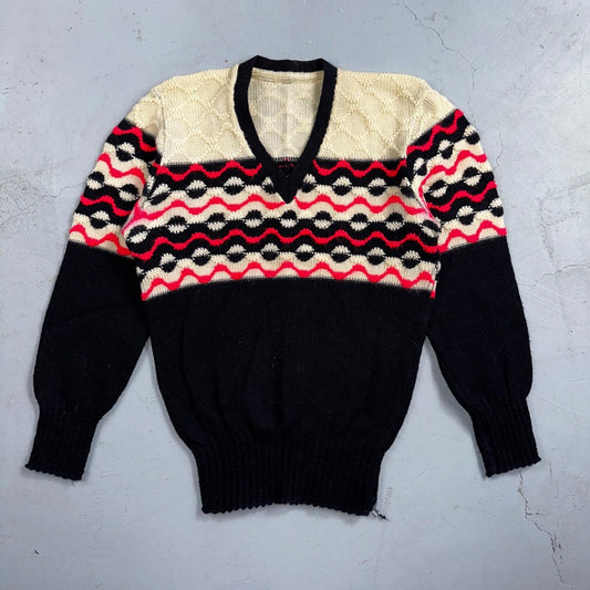 Vintage 60s 50s Pink Navy Wool Cardigan Sweater  Hippie Grandma Core Rockabilly