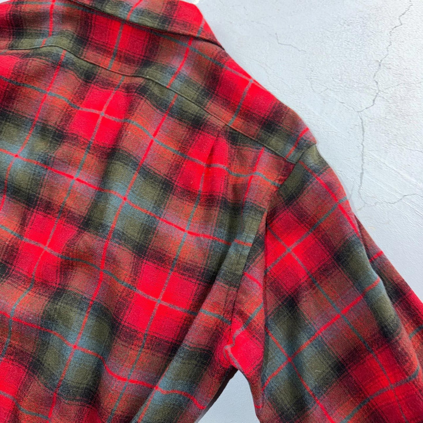 Pendleton VTG 1950s Loop Collar Board Shirt Wool Plaid Flannel Shirt Rockabilly