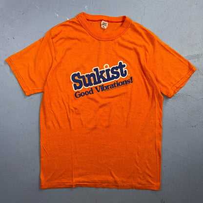 Sunkist Good Vibrations 1970s VTG T Shirt 70s 80s Orange Soda Graphic Promo