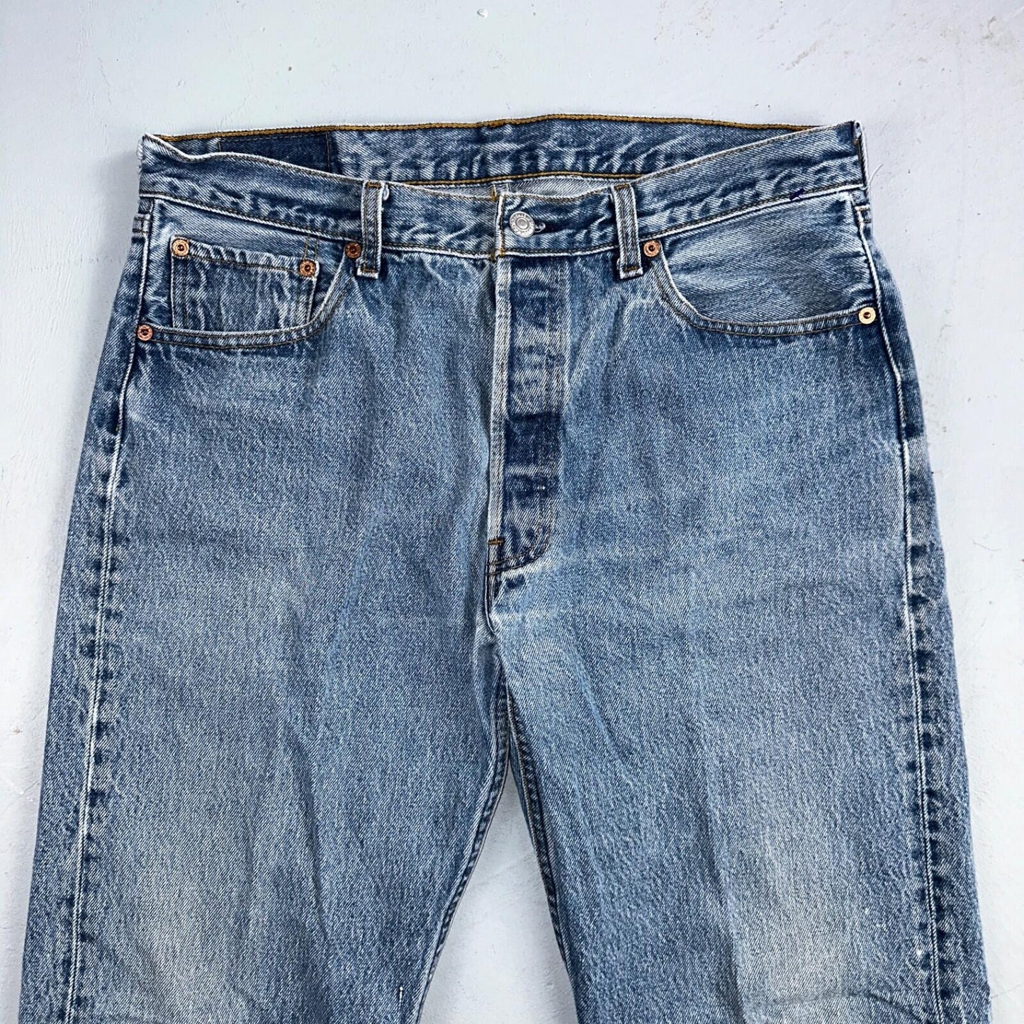 Levis 501 Vintage 90s USA XX Straight Leg Jeans Blue Light Wash 35x34 Act 33x30