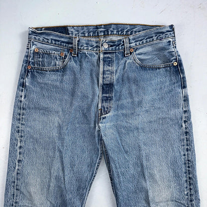 Levis 501 Vintage 90s USA XX Straight Leg Jeans Blue Light Wash 35x34 Act 33x30