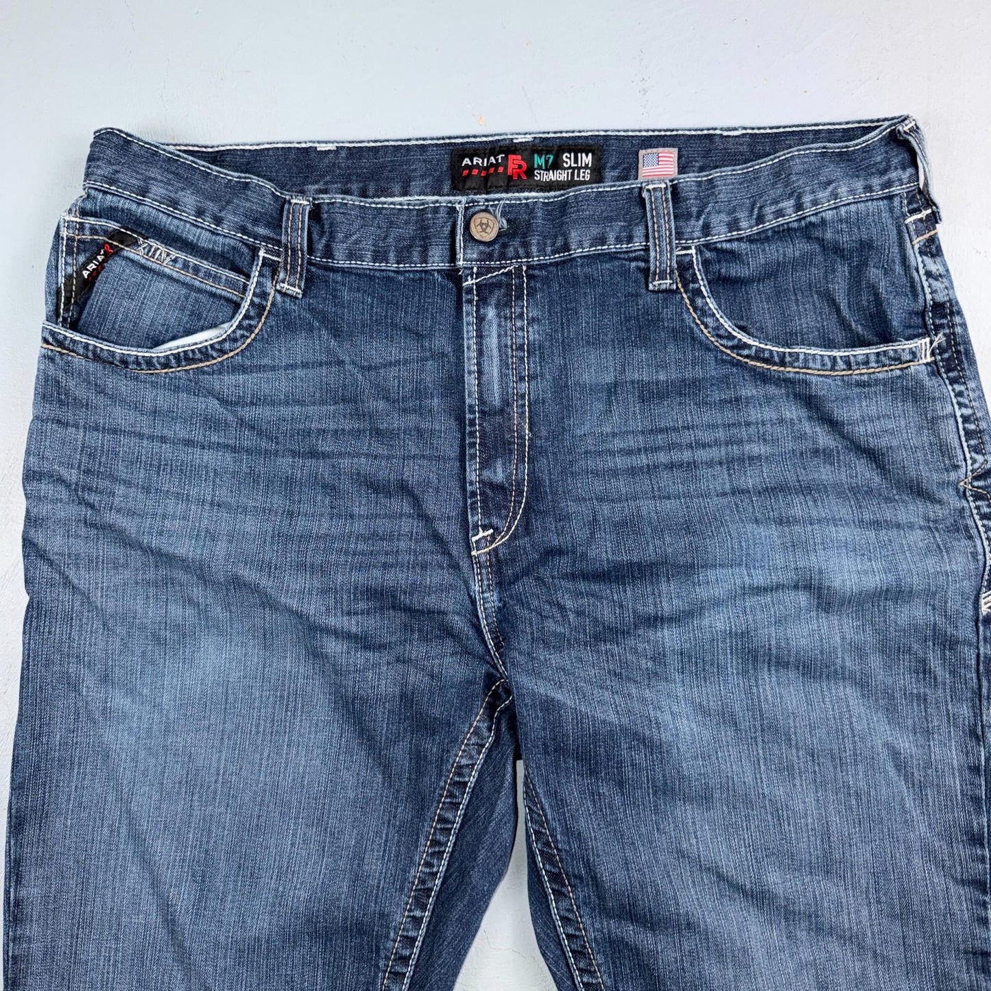Ariat M7 Slim Straight Leg Jeans Mens 42x30 Blue Denim Pants Cowboy Western 42