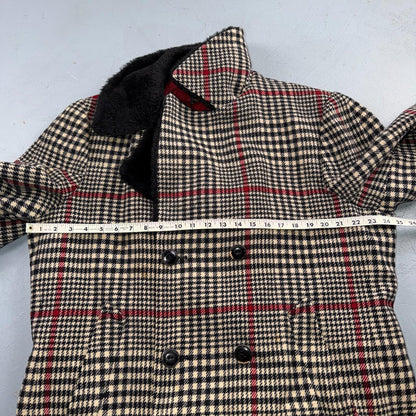 VTG Pendleton Jacket Black Plaid Wool USA Double Breast Chore Car Coat 60s 1960s