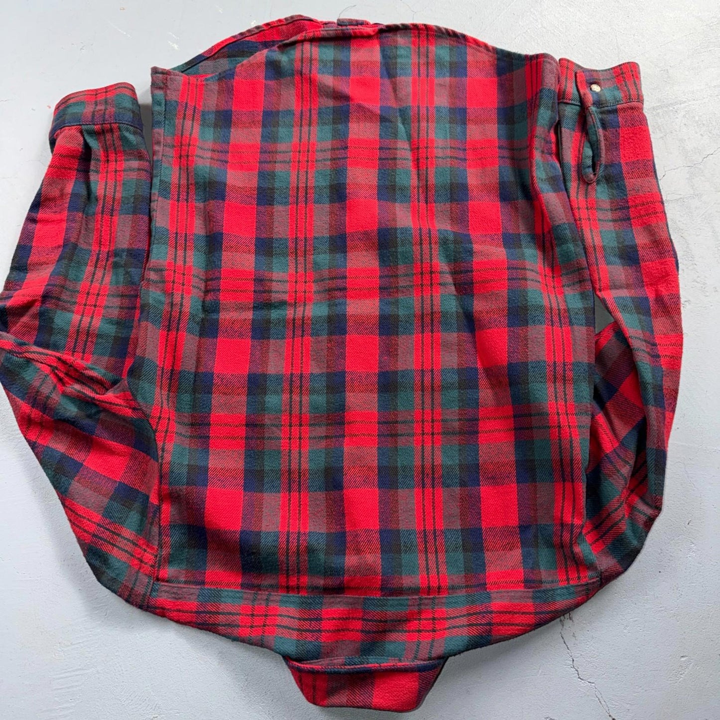 VTG Five Brother Shirt Mens M Shadow Plaid Flannel USA Red 1980s 80s Green Red