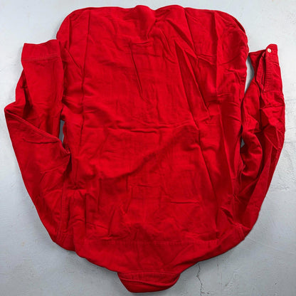 VTG 1940s Penneys Jacket Red Cotton Basic 40s 50s Flannel Shirt Rockabilly