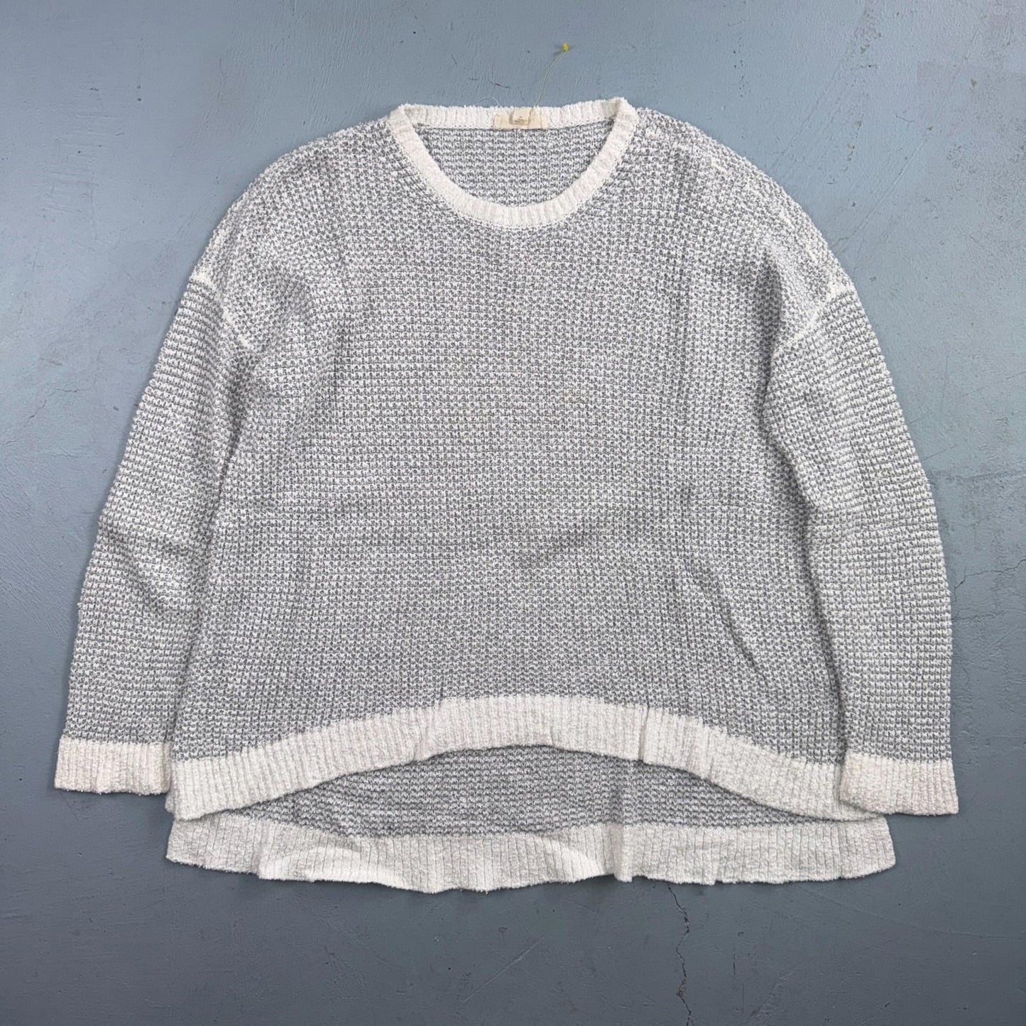 Eileen Fisher 100% Organic Cotton Oversized Sweater Size XS Grey White