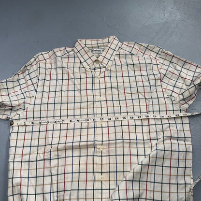 Burberrys London White Check Button Down Shirt 100% Cotton Men's L VTG Designer